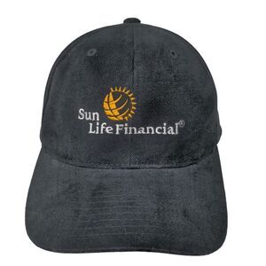 Yupoong Men's Strapback Hat Black Adjustable Embroidered Sun Life Financial Logo